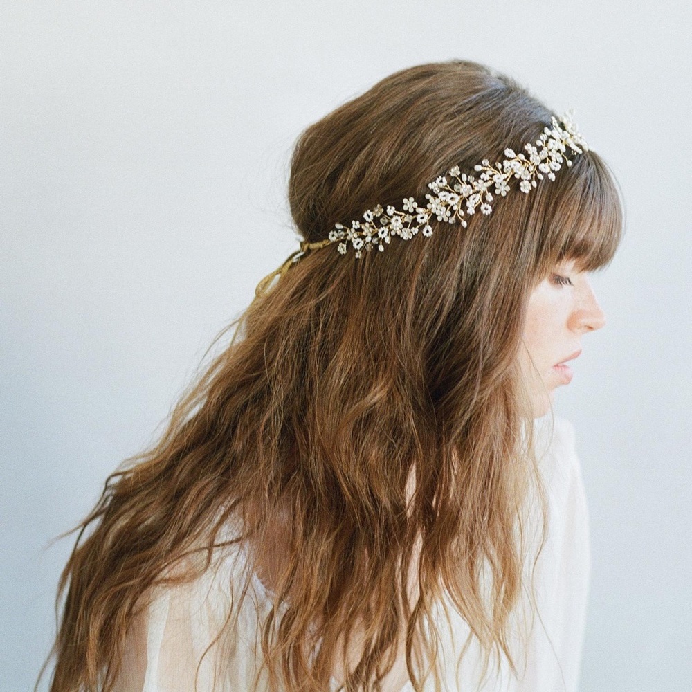 Twigs & Honey bridal beaded wire hair vine #7003